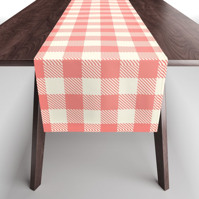 gingham_pink and cream Table Runner