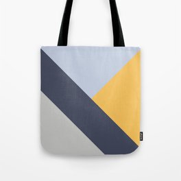 Navy blue diagonal stripe with colorful triangles Tote Bag