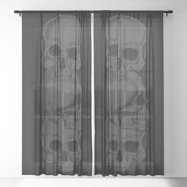 3 Black Skulls Stacked On Top of Each Other Sheer Curtain