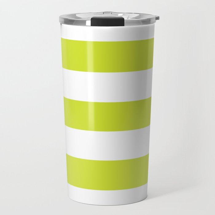 Pear - solid color - white stripes pattern Travel Mug