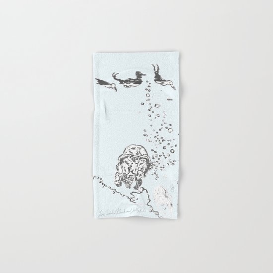Two Tailed Duck and Jellyfish Pale Blue Hand & Bath Towel