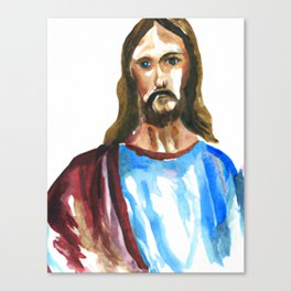 Divine Hues: The Watercolor Messiah Canvas Print