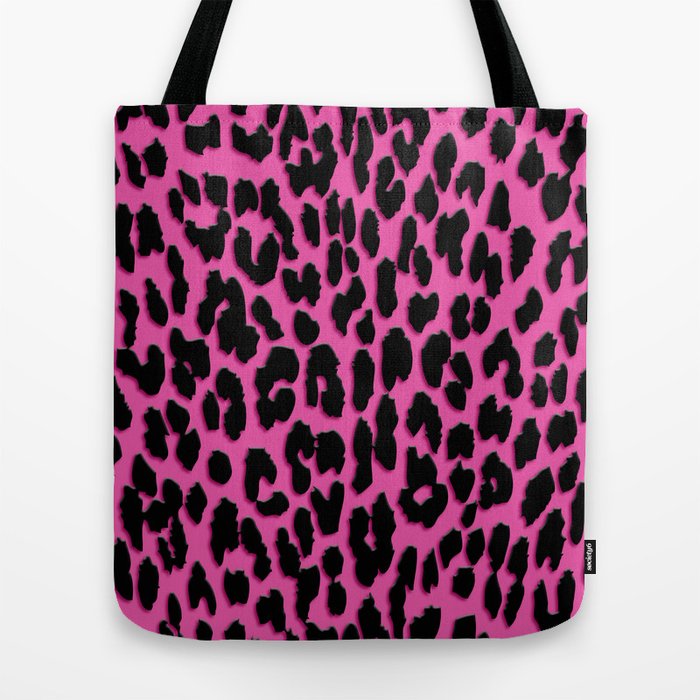 Bright Pink Black Leopard Print Tote Bag