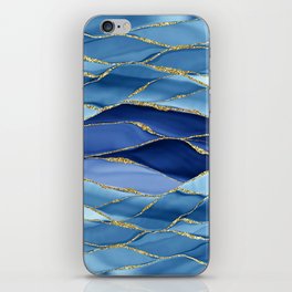 Dark Mystic Blue Marble Mermaid Ocean Waves iPhone Skin
