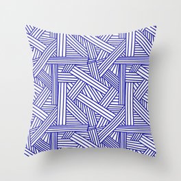 Sketchy Abstract (Navy Blue & White Pattern) Throw Pillow
