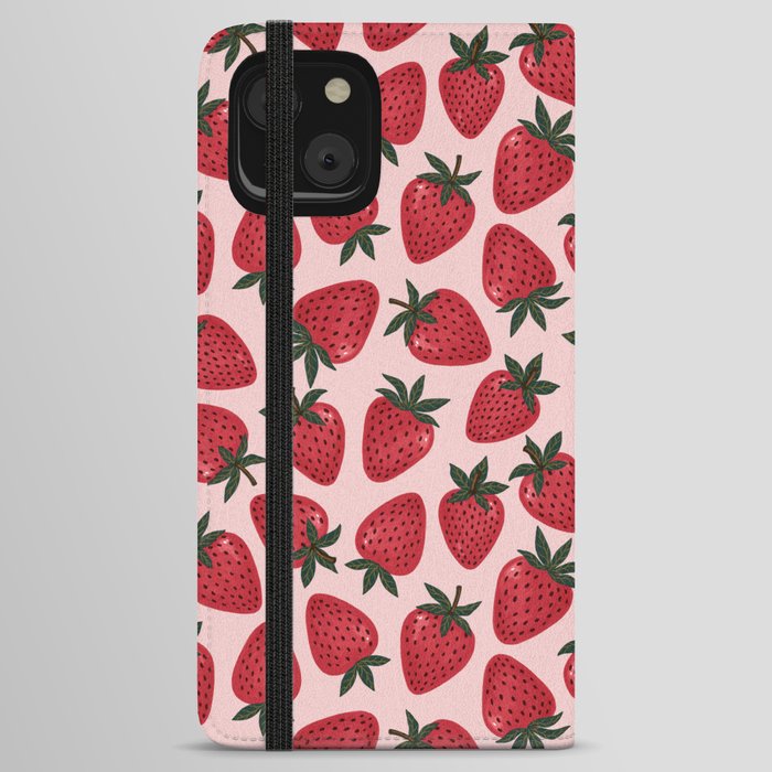 Gouache Strawberry in Pink iPhone Wallet Case