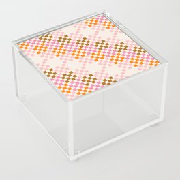 Pink + Tan + Orange Chequered Pattern Acrylic Box