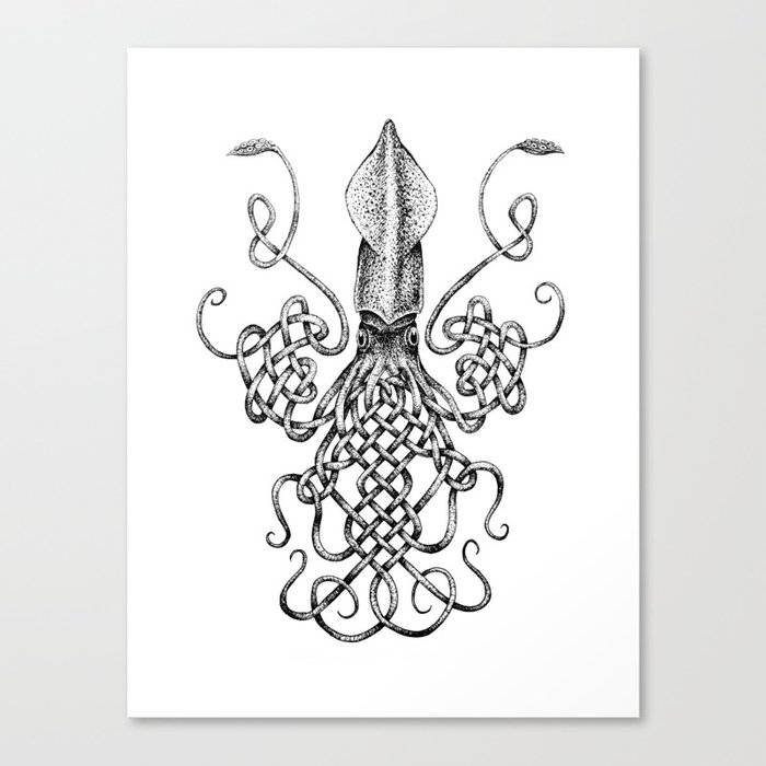 Celtic Knot Squid Canvas Print