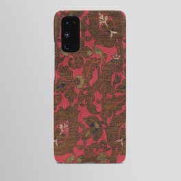 Antique Spanish Red Floral Silk and Satin Weave Android Case
