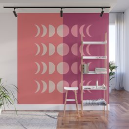 Moon Phases 21 in Coral Purple Beige Pink Wall Mural