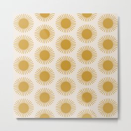 Golden Sun Pattern Metal Print