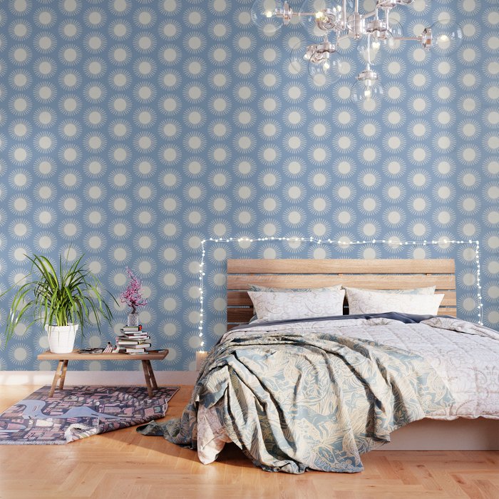 Sun Pattern - Blue Wallpaper