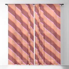 [ Thumbnail: Violet, Coral, Red, and Maroon Colored Lines/Stripes Pattern Sheer Curtain ]