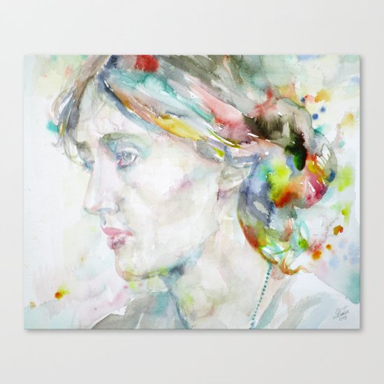 VIRGINIA WOOLF - watercolor portrait Canvas Print