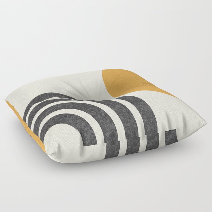 Mid century modern Sun Rainbow Floor Pillow by MoonlightPrint