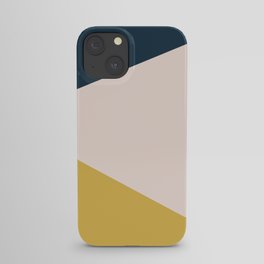 Jag. Minimalist Geometric Color Block in Navy Blue, Mustard Yellow, and Pale Blush Pink iPhone Case