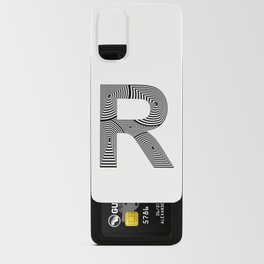 capital letter R in black and white, with lines creating volume effect Android Card Case