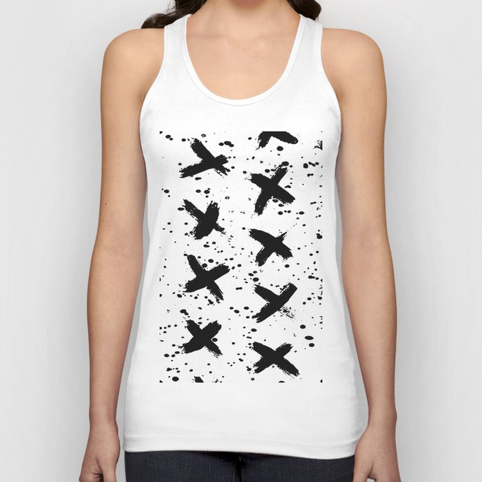 X Paint Spatter Black and White Tank Top