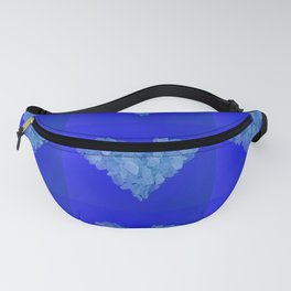 Blue Hearts Pattern Pale Blue Sea Glass in Heart Shape on Blue Square Repeated 4 of 4 Fanny Pack