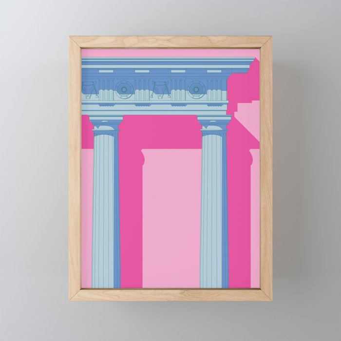 Doric Entablature in Blue Framed Mini Art Print