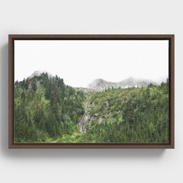 Mountain Landscape Northwest Rainforest Trees Forest Woods Hiking Adventure Trail Travel Foggy Framed Canvas