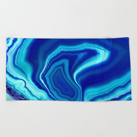 Blue colored agate Beach Towel
