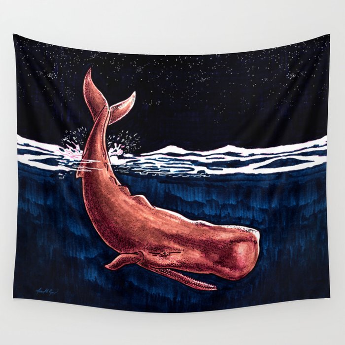 Whale Splash Wall Tapestry