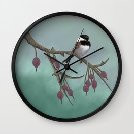Chickadee in Pastels Wall Clock