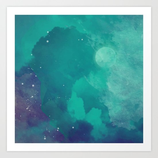 Watercolor night sky Art Print