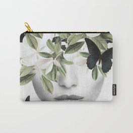 Woman With Flowers and Butterflies 3 Carry-All Pouch