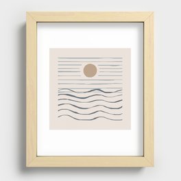 abstract landscape - mid century - stripes Recessed Framed Print