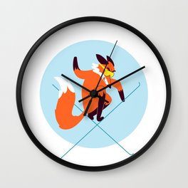 Fox skier Wall Clock