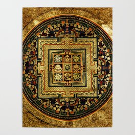 Gold Buddhist Psychedelic Mandala Poster