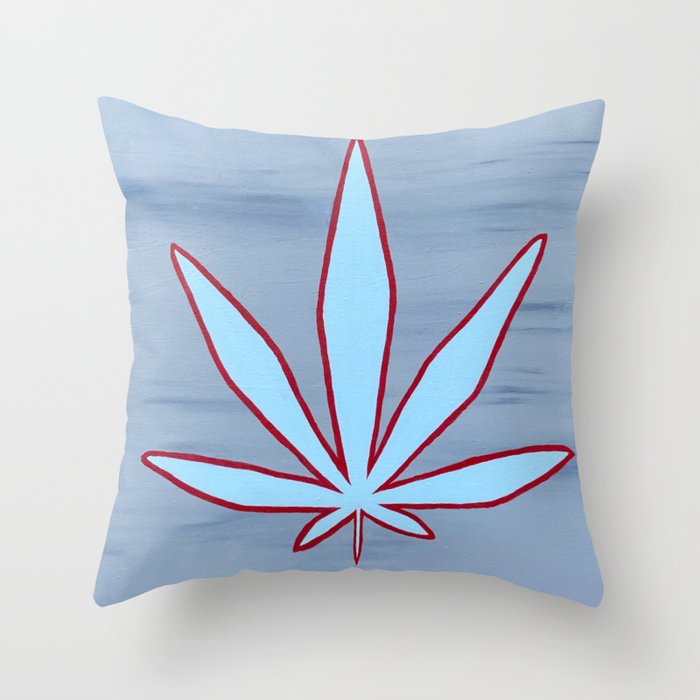 Chicago Flag Inspired Weed Leaf Throw Pillow