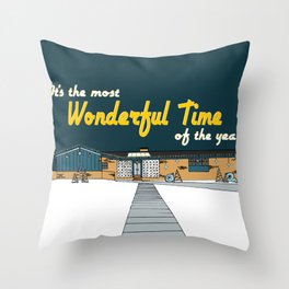 It's the most Wonderful Time of the year! - Teal House at Night Throw Pillow