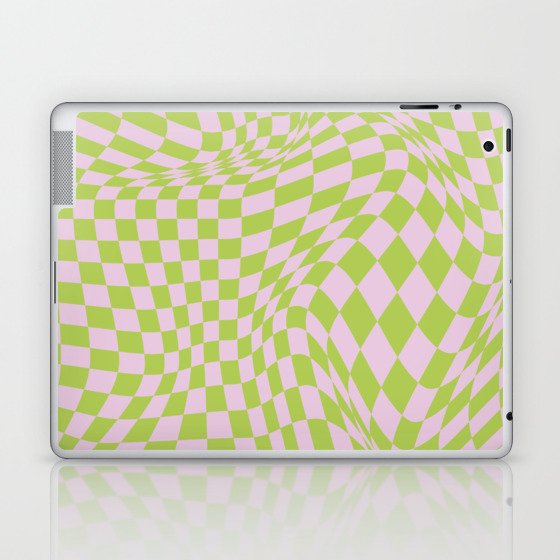 Chequerboard Pattern - Green Pink Laptop & iPad Skin