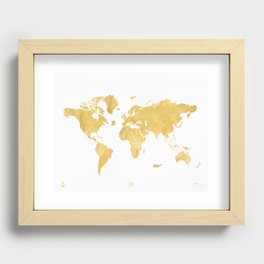 GOLD WORLD MAP Recessed Framed Print