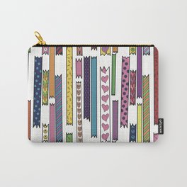 Wild For Washi Tape Stripes - Bright Colors White Carry-All Pouch
