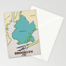 Brooklyn New York Map Stationery Card