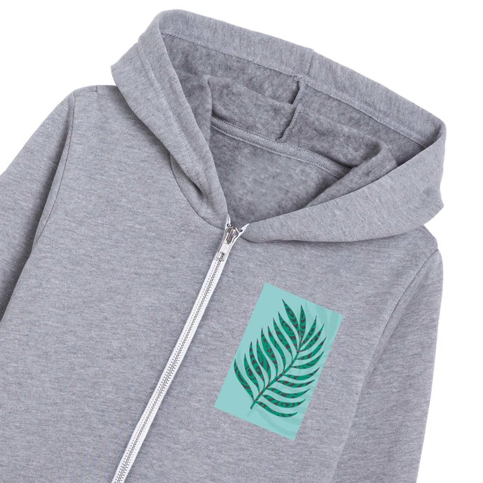 animal patterned Palm branch turquoise Kids Zip Hoodie