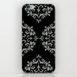Black and Gray Simple Damask Scroll Pattern Pairs DE 2022 Trending Color Casting Shadow DE6291 iPhone Skin