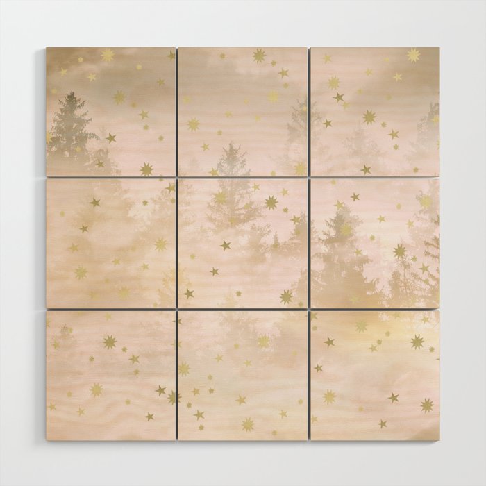 Starry Soft Blush White Forest Dream #1 #decor #art #Society6 Wood Wall Art