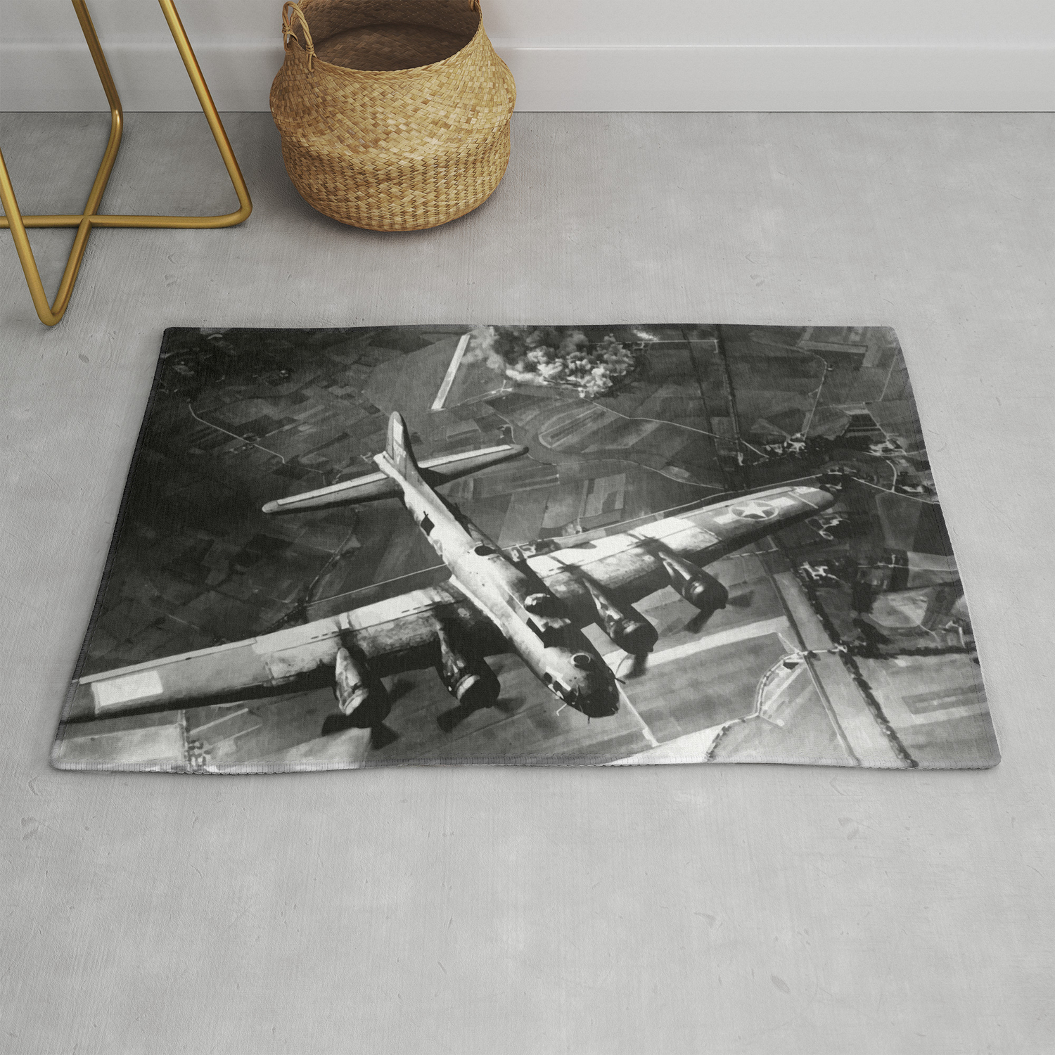 B 17 Bomber Over Germany Painting Rug By Warishellstore Society6