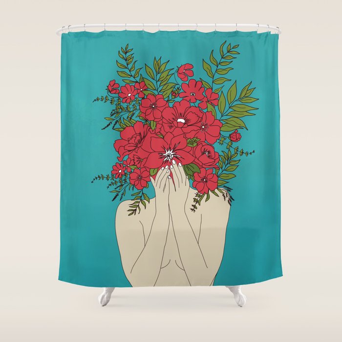Blooming Red Shower Curtain by Nadja Society6