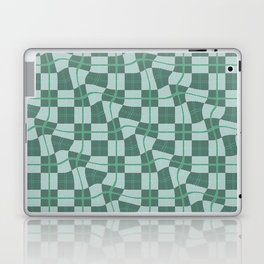 Warped Checkerboard Grid Illustration Playful Teal Green Laptop Skin