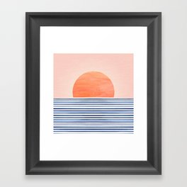 Summer Sunrise Minimal Abstract Landscape Framed Art Print