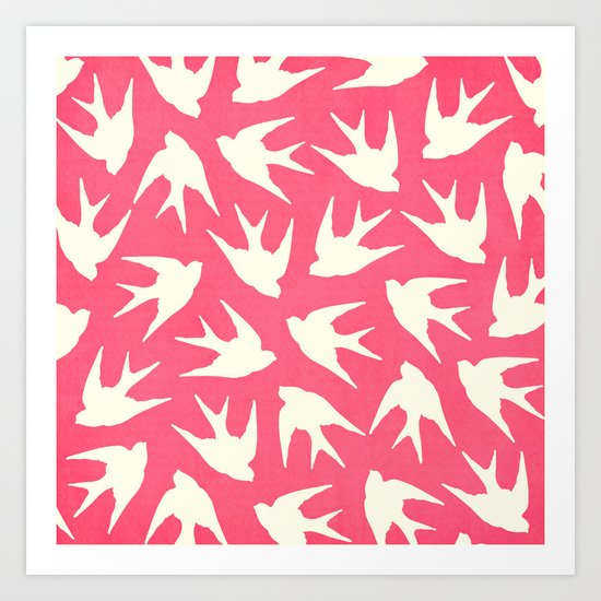 Birds (Pink) Art Print