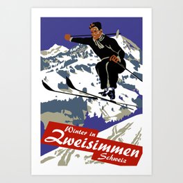 Winter in Zweisimmen Schweiz Art Print