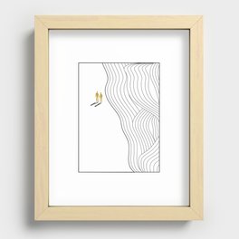 Abstract geometric landscape, beach, sun and people strolling Recessed Framed Print