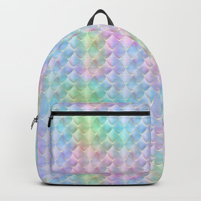 Holographic Mermaid Scales Pattern Backpack